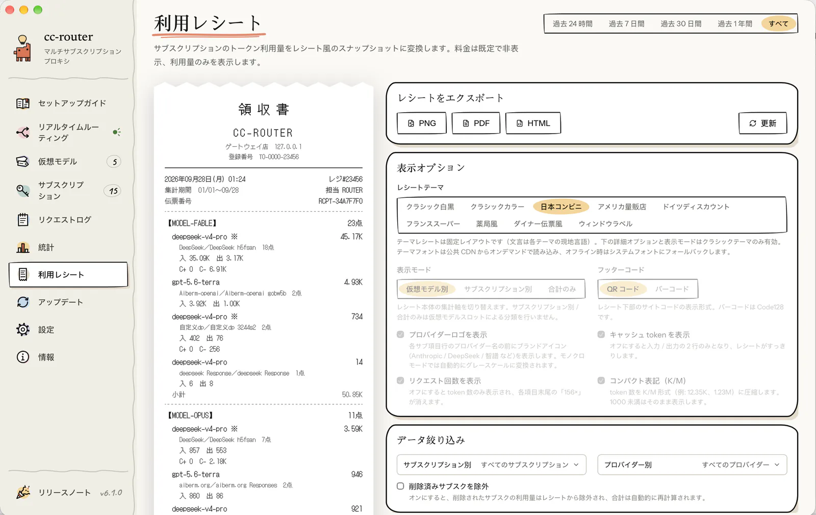 利用レシート